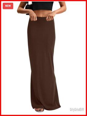 Women's High Waist Elastic Flare Bodycon Slim Maxi Skirt